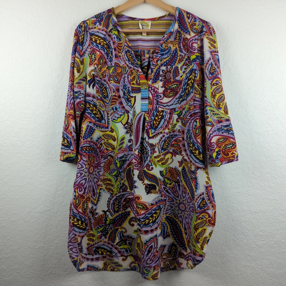 Anthropologie Women’s Multicolor Paisley Tunic Top